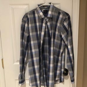 Blue grey and white dress shirt